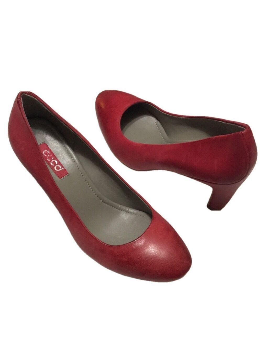 NWOB ECCO PATINA LEATHER RED PUMP HEELS SZ 38